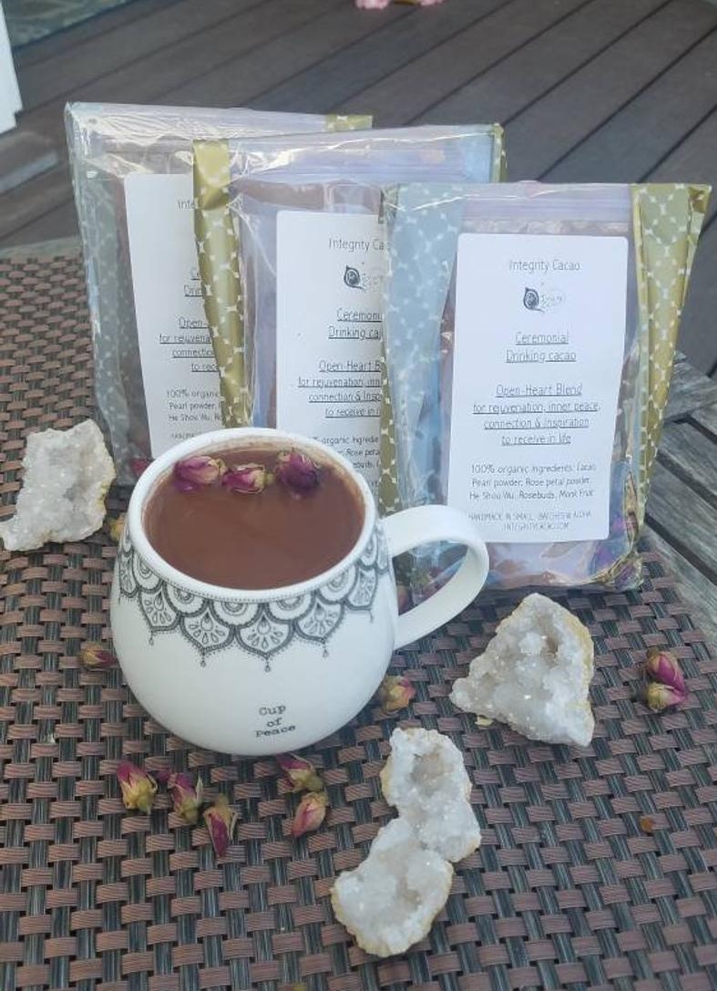 Ritual Cacao ceremony organic drinking chocolate -Open Heart blend -  Integrity Cacao